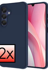 NoXx Hoes Geschikt voor Samsung A15 Hoesje Cover Siliconen Back Case Hoes - Donkerblauw - 2x