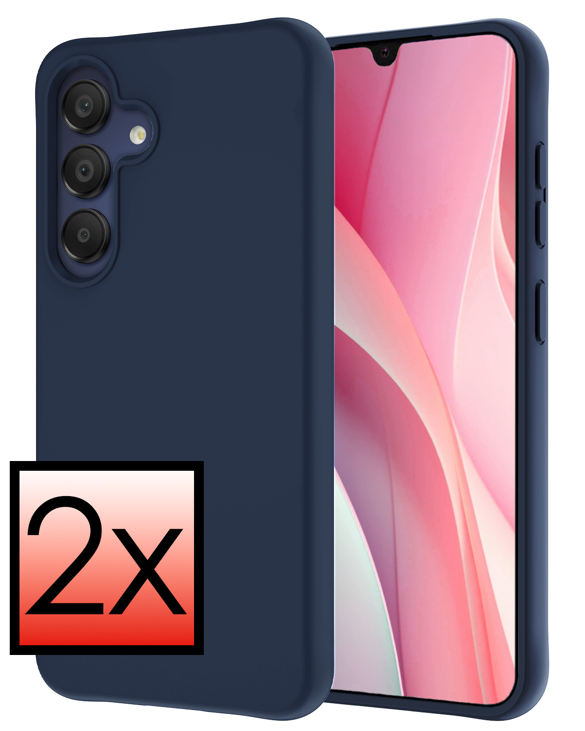 NoXx Hoes Geschikt voor Samsung A15 Hoesje Cover Siliconen Back Case Hoes - Donkerblauw - 2x