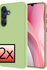 NoXx Hoes Geschikt voor Samsung A15 Hoesje Cover Siliconen Back Case Hoes - Groen - 2x
