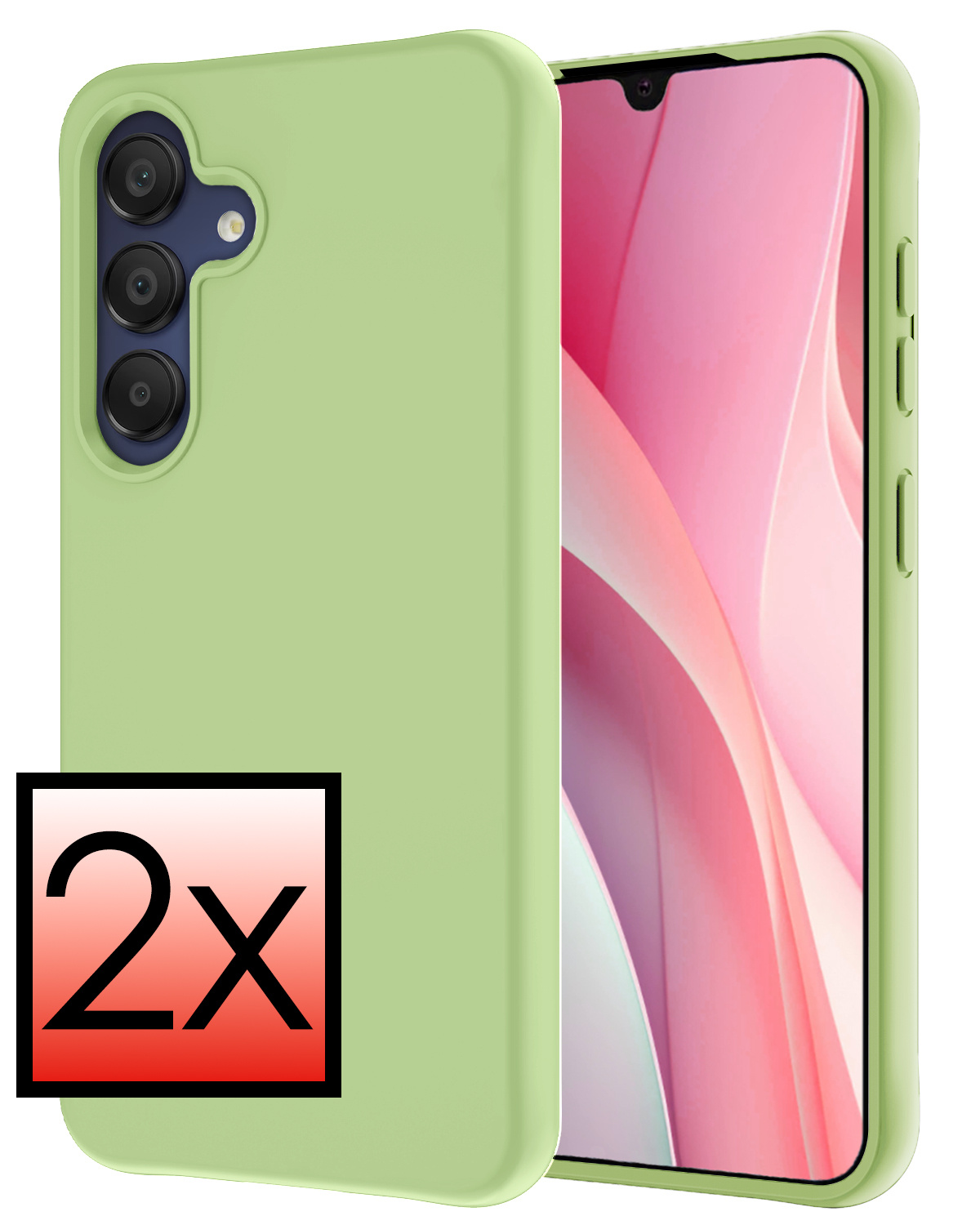 NoXx Hoes Geschikt voor Samsung A15 Hoesje Cover Siliconen Back Case Hoes - Groen - 2x