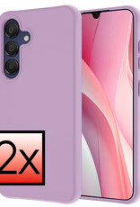 NoXx Hoes Geschikt voor Samsung A15 Hoesje Cover Siliconen Back Case Hoes - Lila - 2x