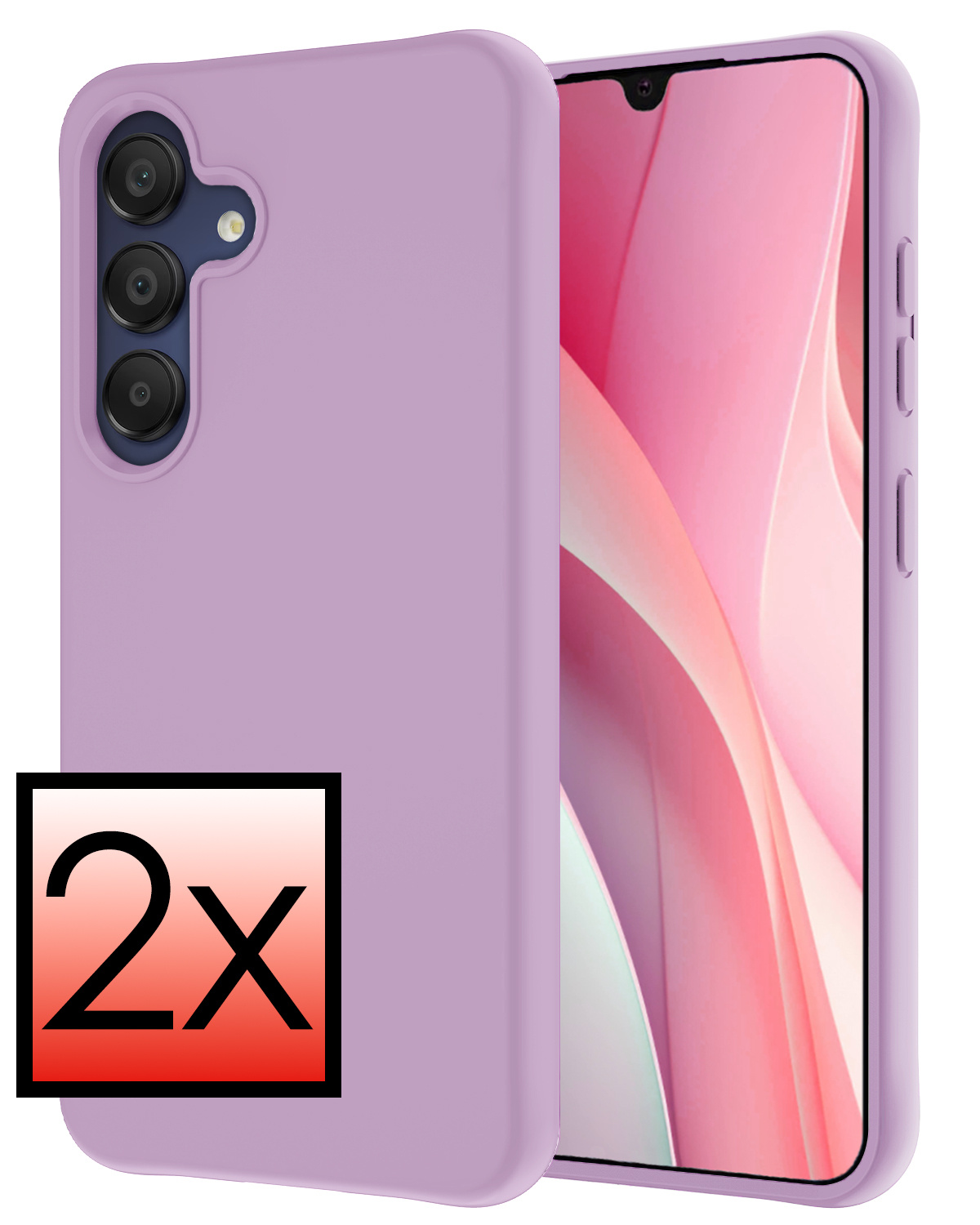 NoXx Hoes Geschikt voor Samsung A15 Hoesje Cover Siliconen Back Case Hoes - Lila - 2x