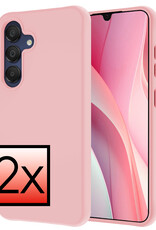 NoXx Hoes Geschikt voor Samsung A15 Hoesje Cover Siliconen Back Case Hoes - Lichtroze - 2x