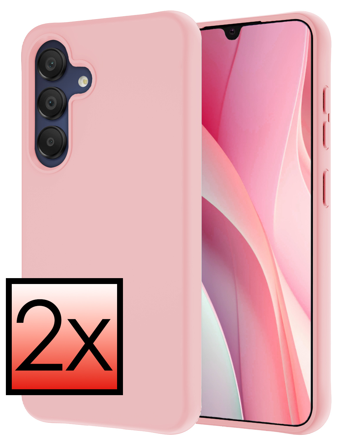 NoXx Hoes Geschikt voor Samsung A15 Hoesje Cover Siliconen Back Case Hoes - Lichtroze - 2x