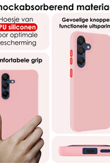 NoXx Hoes Geschikt voor Samsung A15 Hoesje Cover Siliconen Back Case Hoes - Lichtroze - 2x