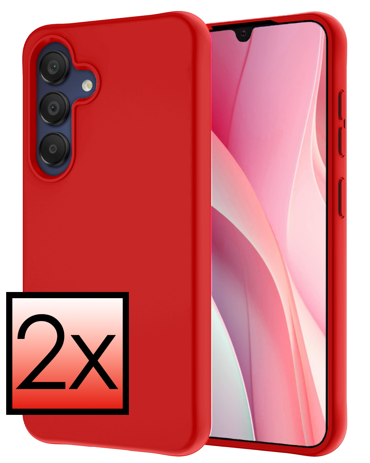 NoXx Hoes Geschikt voor Samsung A15 Hoesje Cover Siliconen Back Case Hoes - Rood - 2x