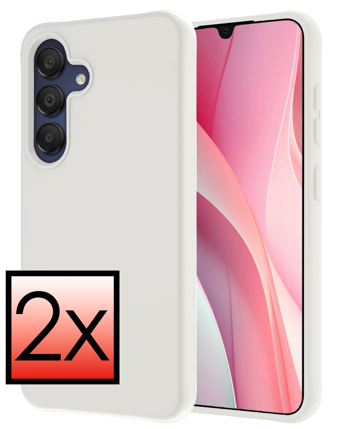 NoXx Hoes Geschikt voor Samsung A15 Hoesje Cover Siliconen Back Case Hoes - Wit - 2x