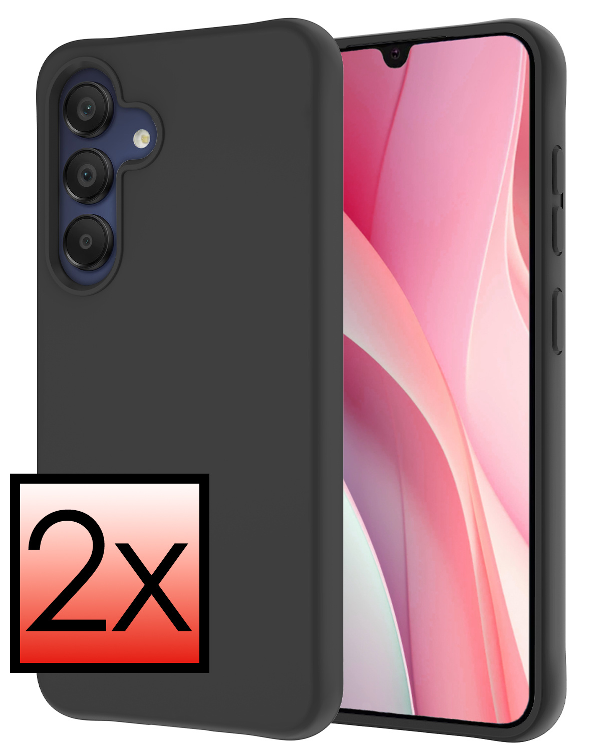 NoXx Hoes Geschikt voor Samsung A15 Hoesje Cover Siliconen Back Case Hoes - Zwart - 2x