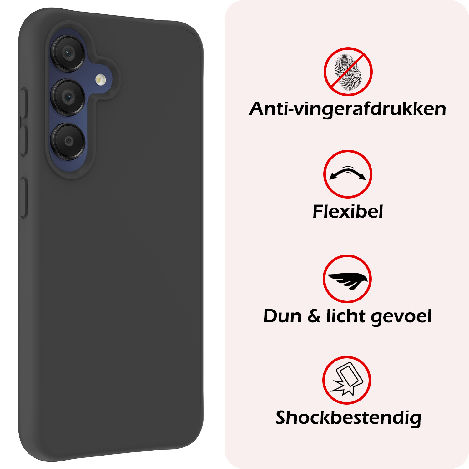 NoXx Hoes Geschikt voor Samsung A15 Hoesje Cover Siliconen Back Case Hoes - Zwart - 2x