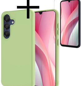 NoXx NoXx Samsung Galaxy A15 Hoesje Siliconen Met Screenprotector - Groen