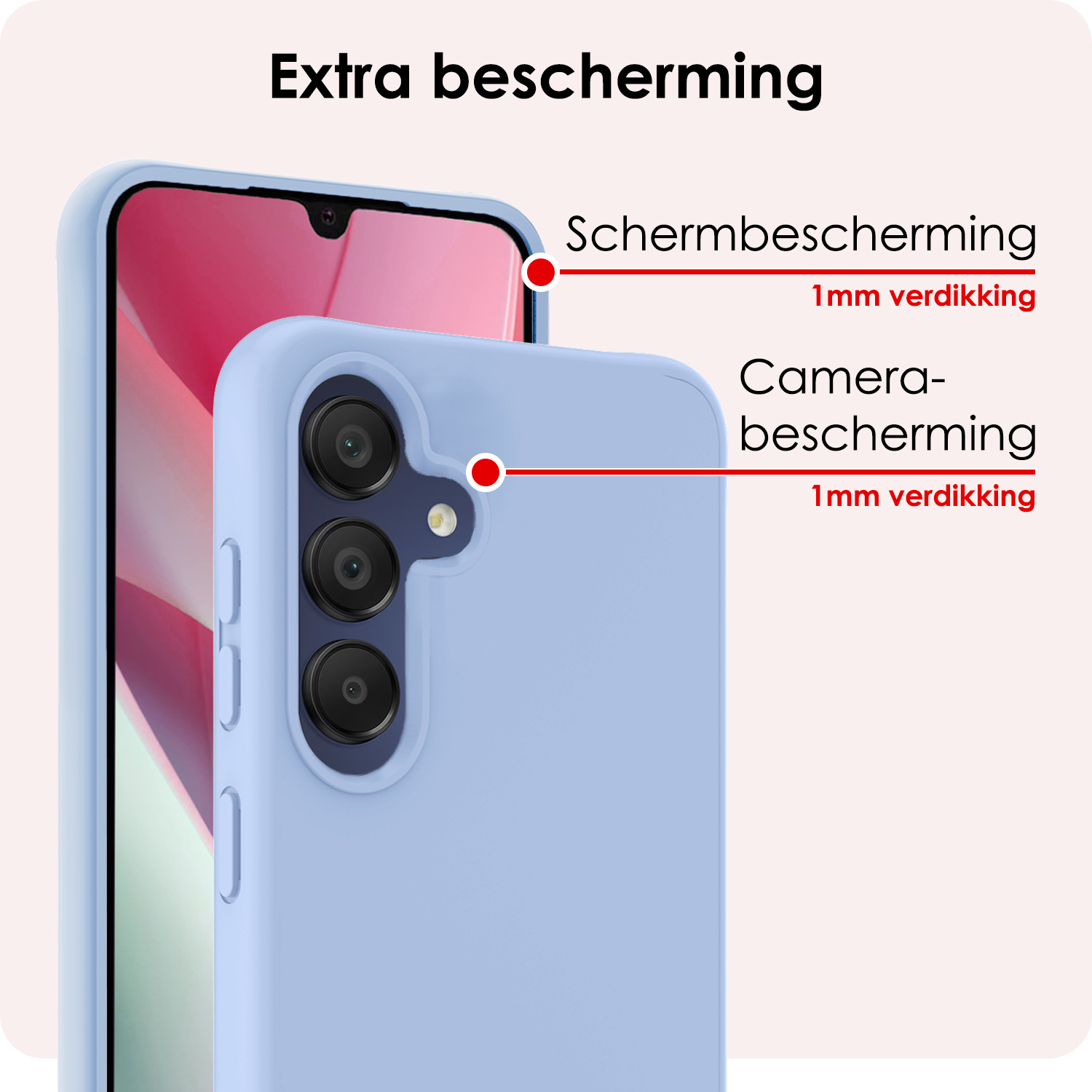 NoXx Hoes Geschikt voor Samsung A15 Hoesje Cover Siliconen Back Case Hoes - Lichtblauw