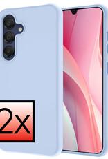 NoXx Hoes Geschikt voor Samsung A15 Hoesje Cover Siliconen Back Case Hoes - Lichtblauw - 2x