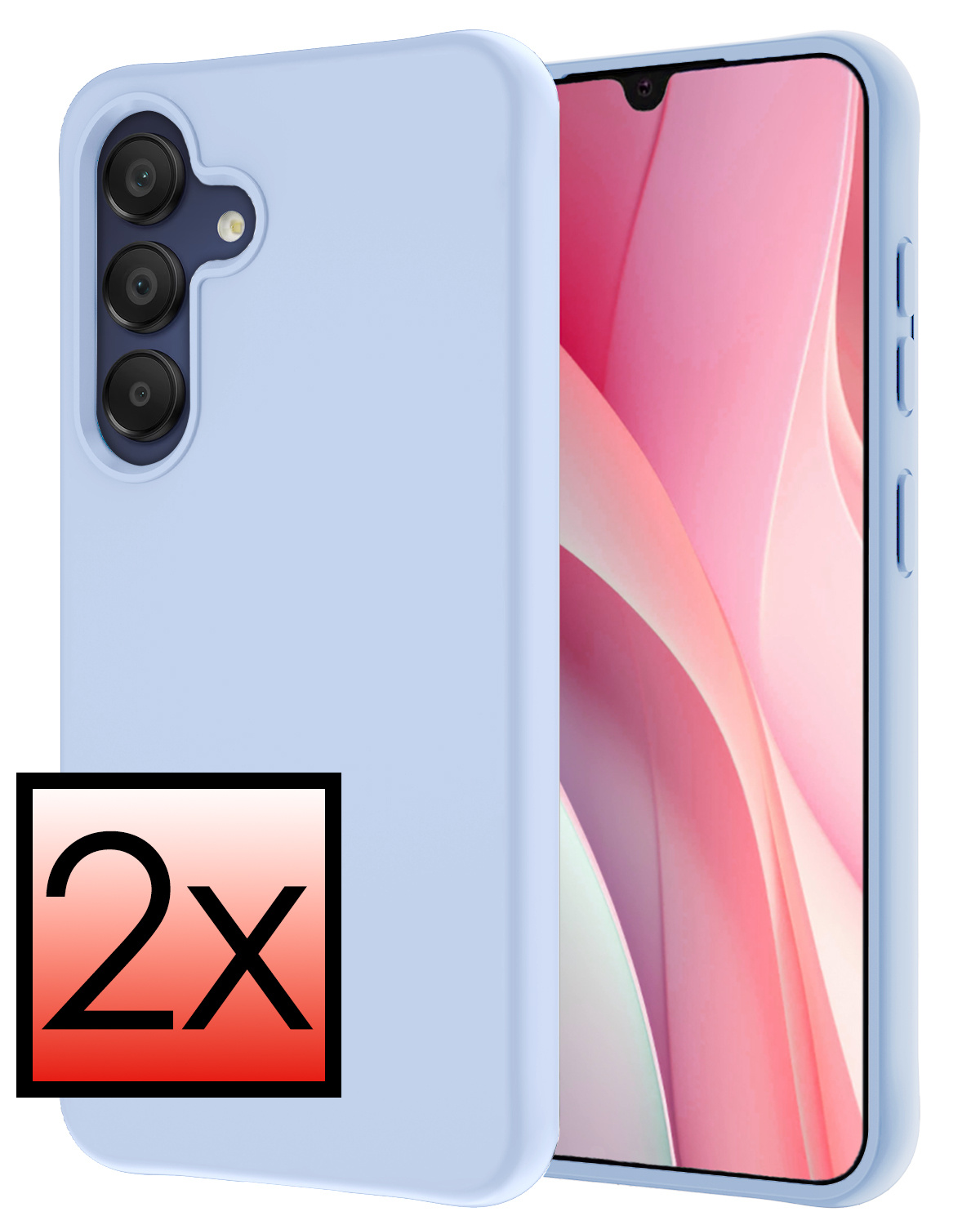 NoXx Hoes Geschikt voor Samsung A15 Hoesje Cover Siliconen Back Case Hoes - Lichtblauw - 2x