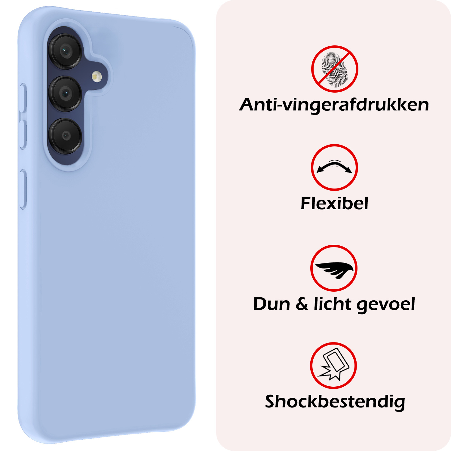 NoXx Hoes Geschikt voor Samsung A15 Hoesje Cover Siliconen Back Case Hoes - Lichtblauw - 2x