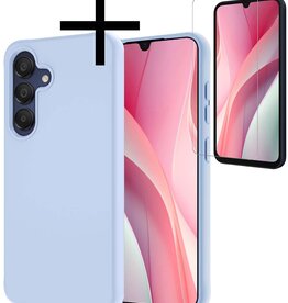 NoXx NoXx Samsung Galaxy A15 Hoesje Siliconen Met Screenprotector - Lichtblauw