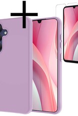NoXx Hoes Geschikt voor Samsung A15 Hoesje Cover Siliconen Back Case Hoes Met Screenprotector - Lila