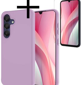 NoXx NoXx Samsung Galaxy A15 Hoesje Siliconen Met Screenprotector - Lila