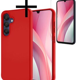 NoXx NoXx Samsung Galaxy A15 Hoesje Siliconen Met Screenprotector - Rood