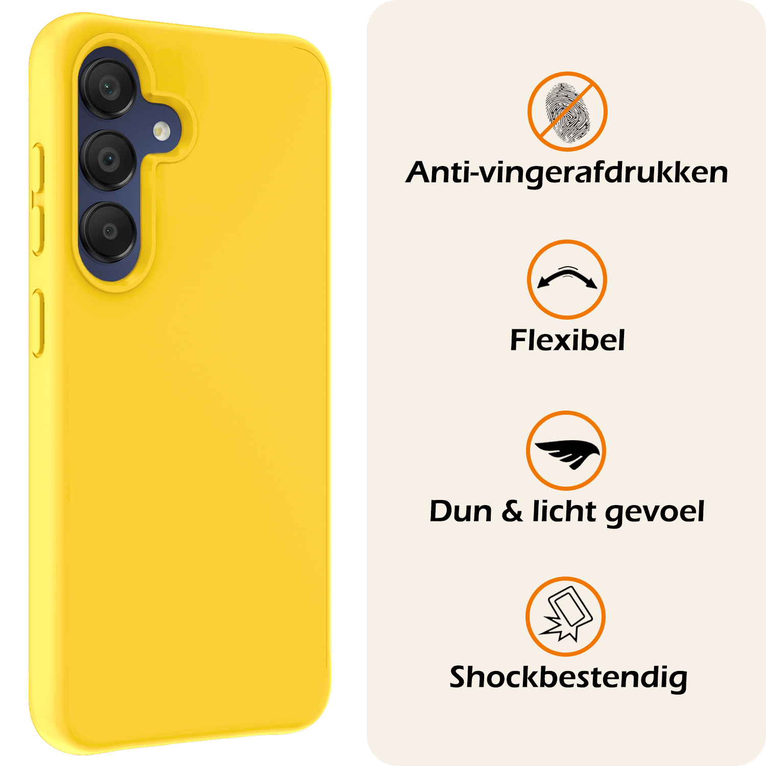 Nomfy Hoesje Geschikt voor Samsung A15 Hoesje Siliconen Cover Case - Hoes Geschikt voor Samsung Galaxy A15 Hoes Back Case - Geel
