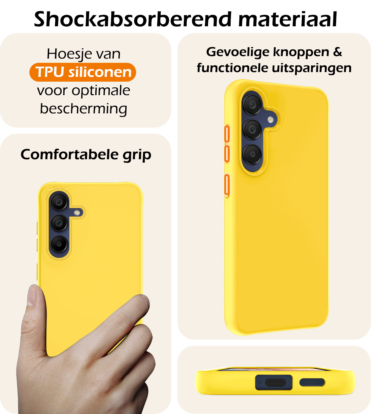 Nomfy Hoesje Geschikt voor Samsung A15 Hoesje Siliconen Cover Case - Hoes Geschikt voor Samsung Galaxy A15 Hoes Back Case - Geel