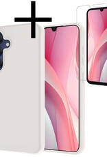 NoXx Hoes Geschikt voor Samsung A15 Hoesje Cover Siliconen Back Case Hoes Met Screenprotector - Wit