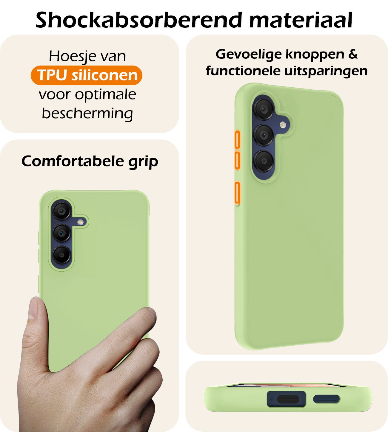 Nomfy Hoesje Geschikt voor Samsung A15 Hoesje Siliconen Cover Case - Hoes Geschikt voor Samsung Galaxy A15 Hoes Back Case - Groen