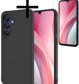 NoXx NoXx Samsung Galaxy A15 Hoesje Siliconen Met Screenprotector - Zwart