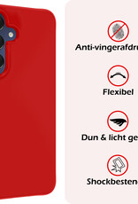 NoXx Hoes Geschikt voor Samsung A15 Hoesje Cover Siliconen Back Case Hoes Met Screenprotector - Rood