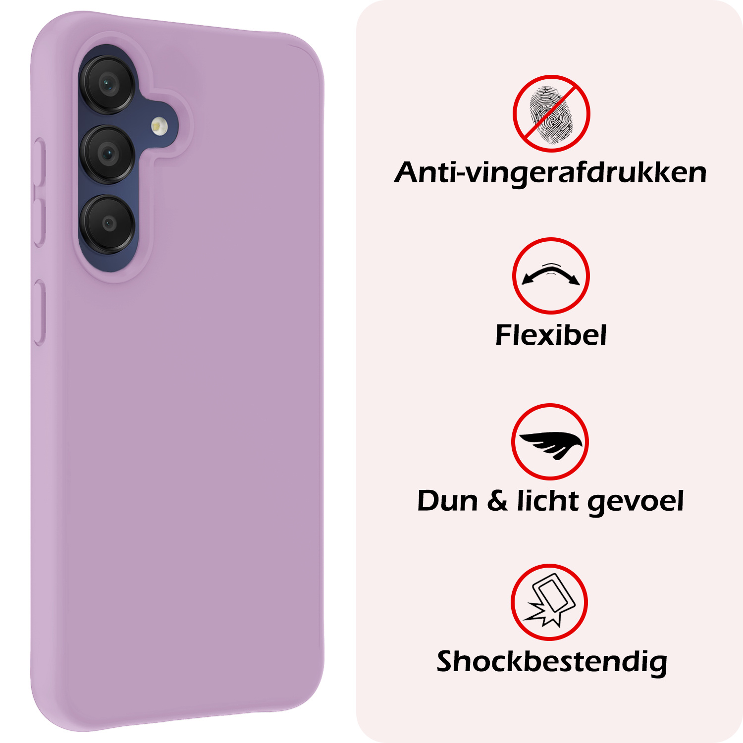 NoXx Hoes Geschikt voor Samsung A15 Hoesje Cover Siliconen Back Case Hoes Met Screenprotector - Lila