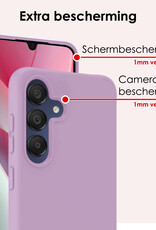 NoXx Hoes Geschikt voor Samsung A15 Hoesje Cover Siliconen Back Case Hoes Met Screenprotector - Lila