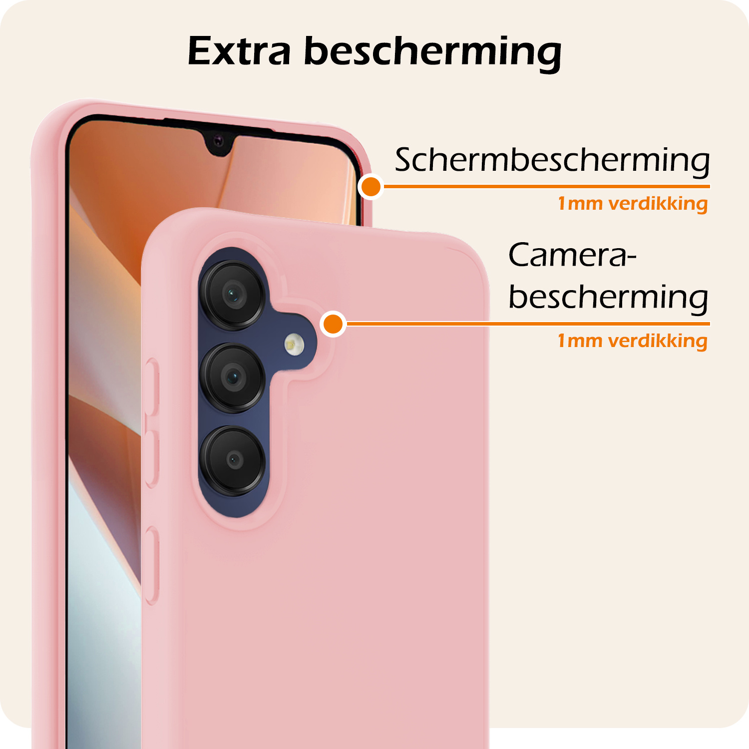 Nomfy Hoesje Geschikt voor Samsung A15 Hoesje Siliconen Cover Case - Hoes Geschikt voor Samsung Galaxy A15 Hoes Back Case - Lichtroze