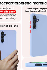 NoXx Hoes Geschikt voor Samsung A15 Hoesje Cover Siliconen Back Case Hoes Met Screenprotector - Lichtblauw