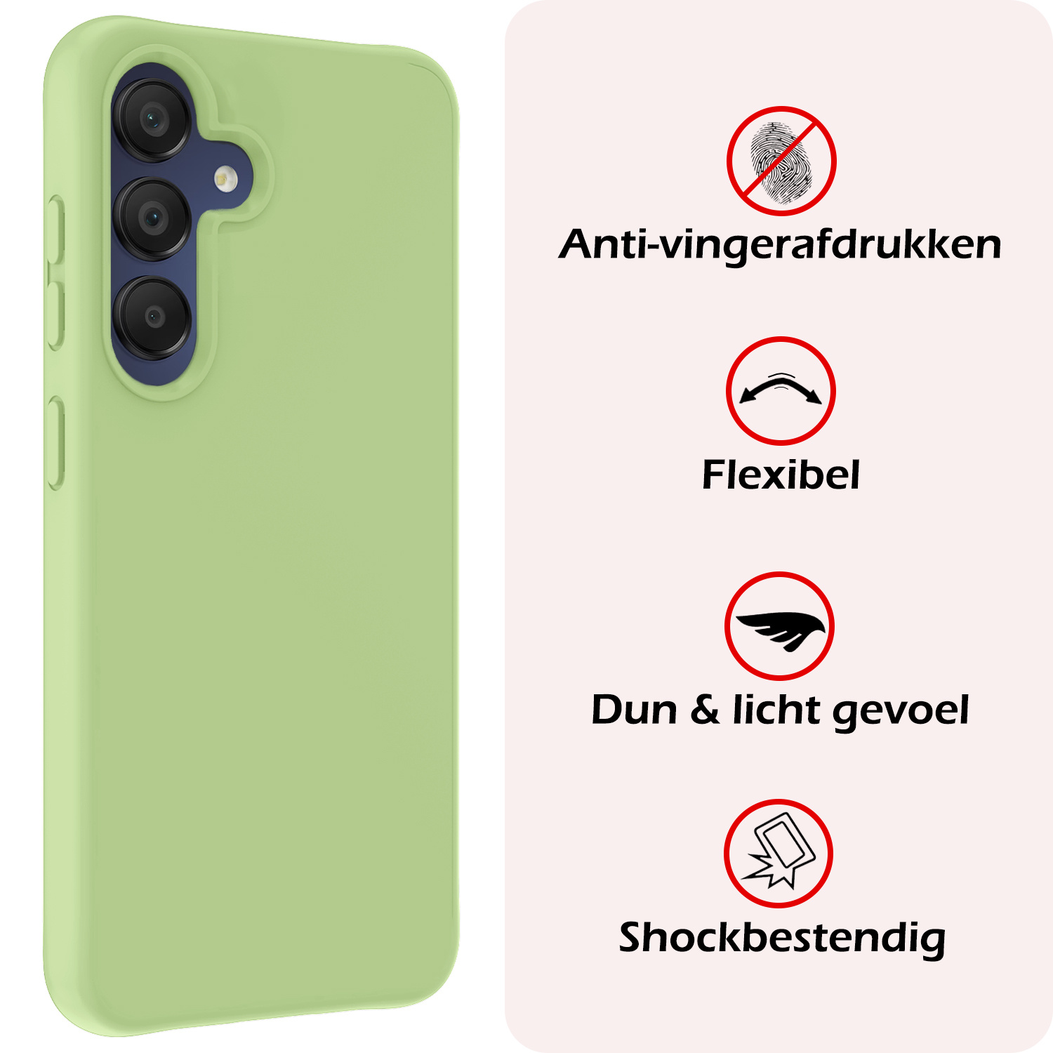 NoXx Hoes Geschikt voor Samsung A15 Hoesje Cover Siliconen Back Case Hoes Met Screenprotector - Groen