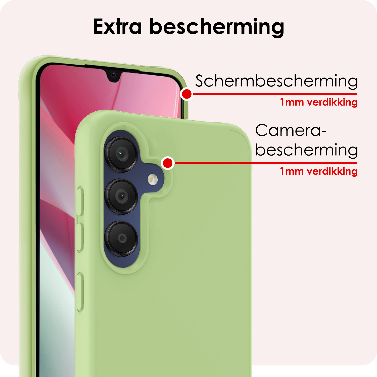 NoXx Hoes Geschikt voor Samsung A15 Hoesje Cover Siliconen Back Case Hoes Met Screenprotector - Groen