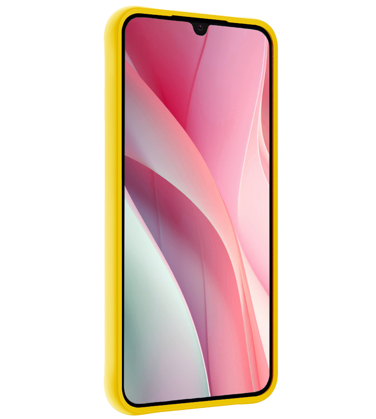 NoXx Hoes Geschikt voor Samsung A15 Hoesje Cover Siliconen Back Case Hoes Met Screenprotector - Geel