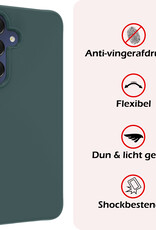 NoXx Hoes Geschikt voor Samsung A15 Hoesje Cover Siliconen Back Case Hoes Met Screenprotector - Donkergroen