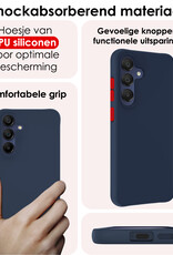 NoXx Hoes Geschikt voor Samsung A15 Hoesje Cover Siliconen Back Case Hoes Met Screenprotector - Donkerblauw