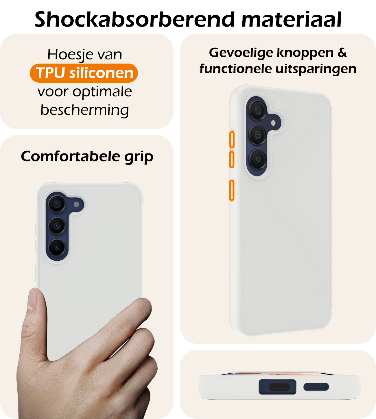 Nomfy Hoesje Geschikt voor Samsung A15 Hoesje Siliconen Cover Case - Hoes Geschikt voor Samsung Galaxy A15 Hoes Back Case - Wit