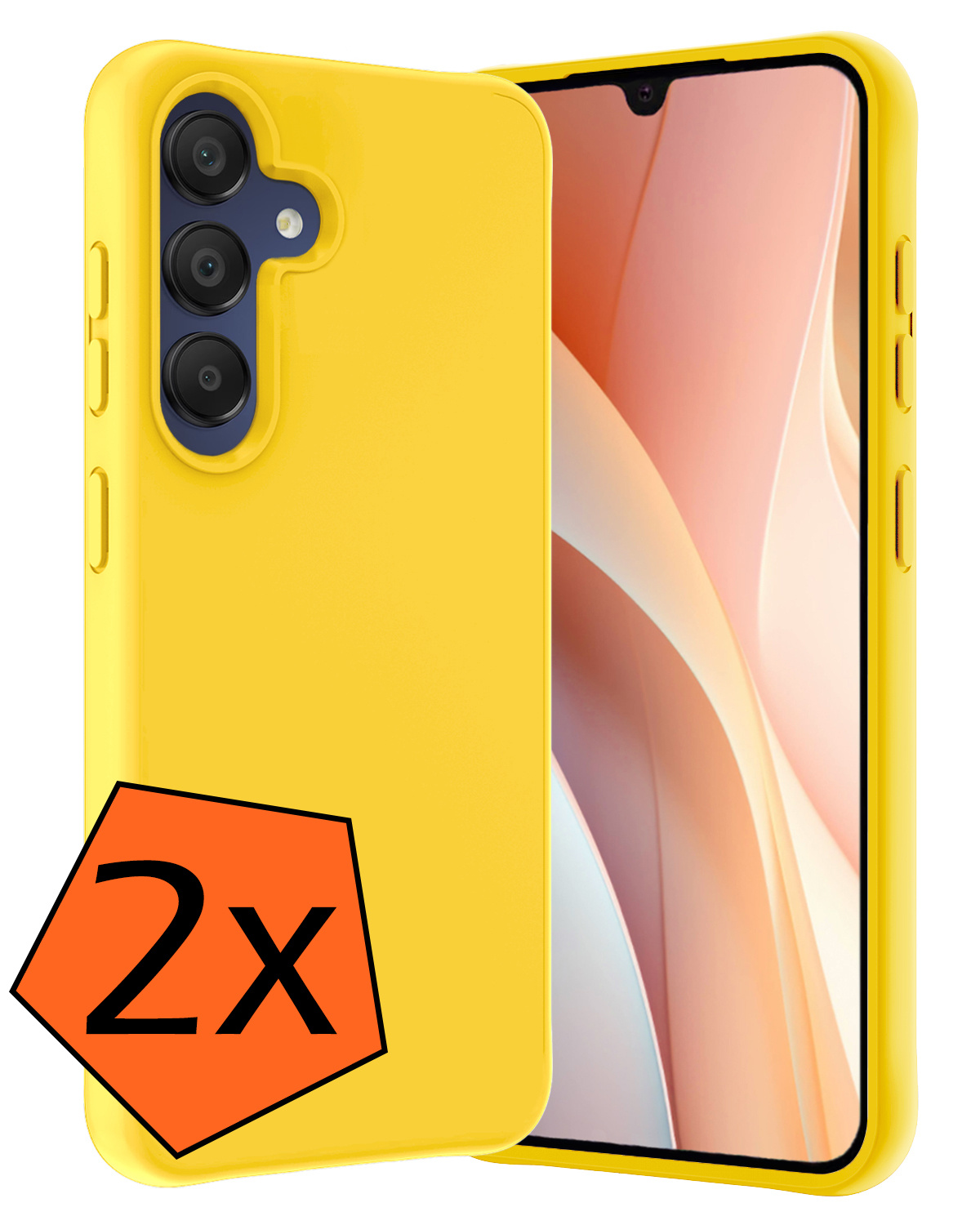 Nomfy Hoesje Geschikt voor Samsung A15 Hoesje Siliconen Cover Case - Hoes Geschikt voor Samsung Galaxy A15 Hoes Back Case - 2-PACK - Geel