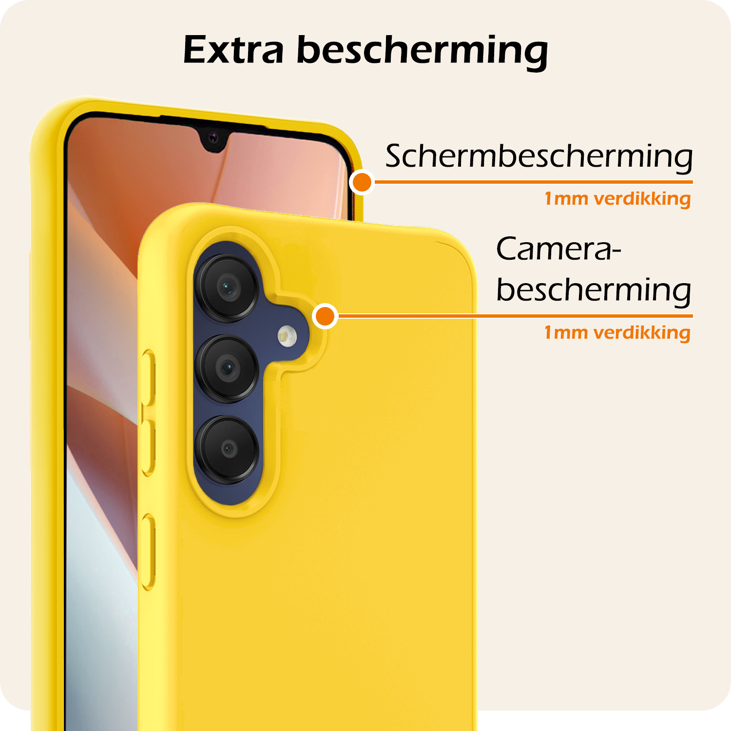 Nomfy Hoesje Geschikt voor Samsung A15 Hoesje Siliconen Cover Case - Hoes Geschikt voor Samsung Galaxy A15 Hoes Back Case - 2-PACK - Geel