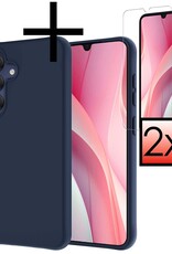 NoXx Hoes Geschikt voor Samsung A15 Hoesje Cover Siliconen Back Case Hoes Met 2x Screenprotector - Donkerblauw