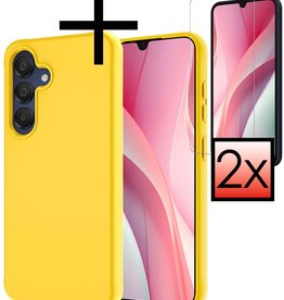 NoXx NoXx Samsung Galaxy A15 Hoesje Siliconen Met 2x Screenprotector - Geel