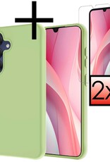 NoXx Hoes Geschikt voor Samsung A15 Hoesje Cover Siliconen Back Case Hoes Met 2x Screenprotector - Groen