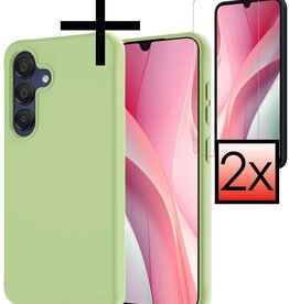 NoXx NoXx Samsung Galaxy A15 Hoesje Siliconen Met 2x Screenprotector - Groen