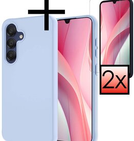 NoXx NoXx Samsung Galaxy A15 Hoesje Siliconen Met 2x Screenprotector - Lichtblauw