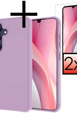 NoXx Hoes Geschikt voor Samsung A15 Hoesje Cover Siliconen Back Case Hoes Met 2x Screenprotector - Lila