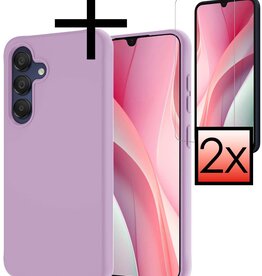 NoXx NoXx Samsung Galaxy A15 Hoesje Siliconen Met 2x Screenprotector - Lila
