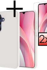 NoXx Hoes Geschikt voor Samsung A15 Hoesje Cover Siliconen Back Case Hoes Met 2x Screenprotector - Wit