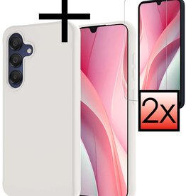NoXx NoXx Samsung Galaxy A15 Hoesje Siliconen Met 2x Screenprotector - Wit