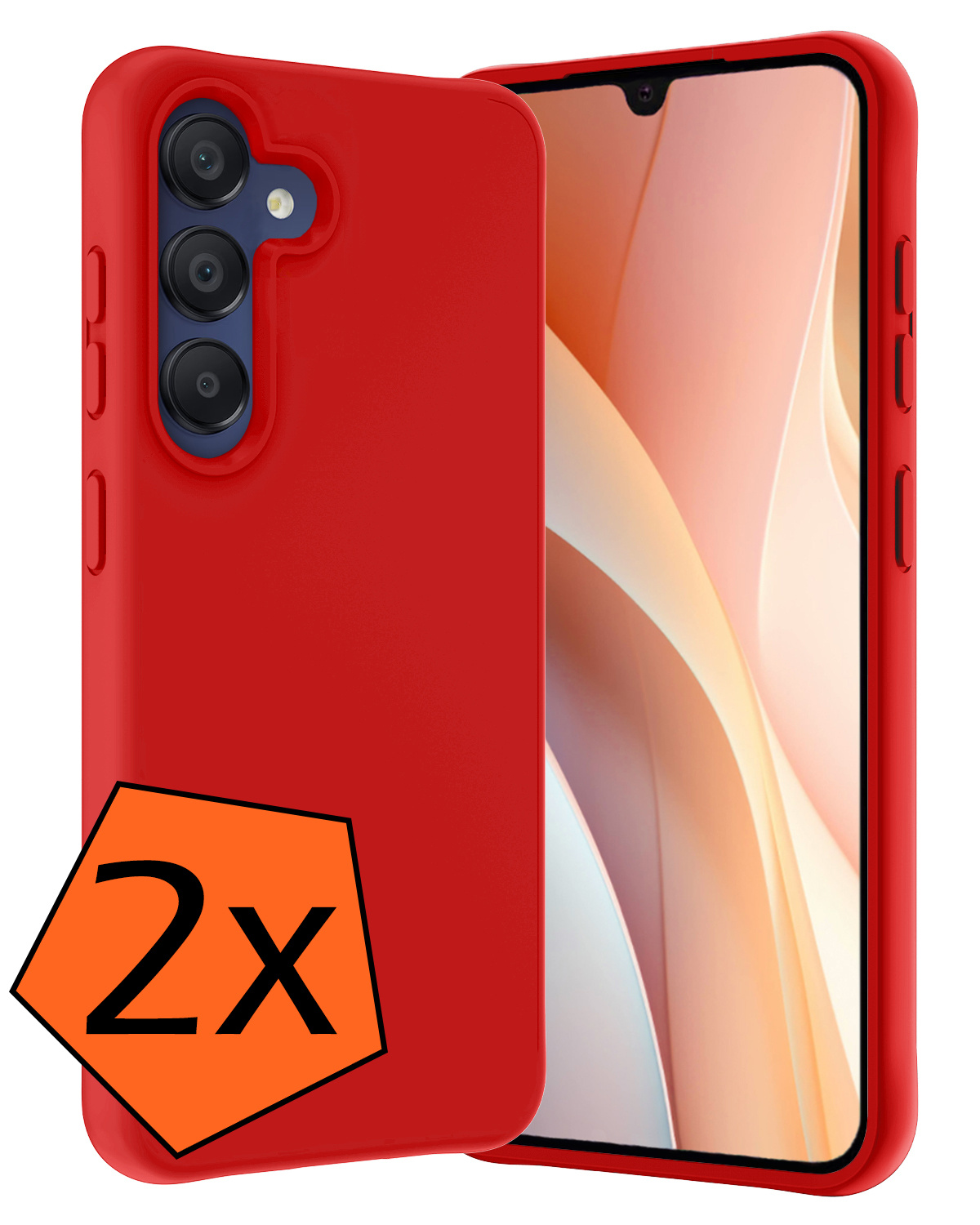 Nomfy Hoesje Geschikt voor Samsung A15 Hoesje Siliconen Cover Case - Hoes Geschikt voor Samsung Galaxy A15 Hoes Back Case - 2-PACK - Rood